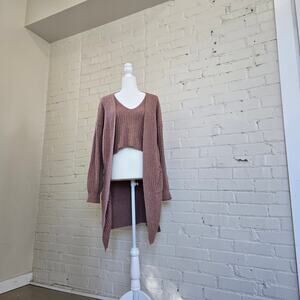 Boho Cottagecore Sincerely Jules┃ 2-Piece ┃Ribbed Knit Duster & Crop Top Set